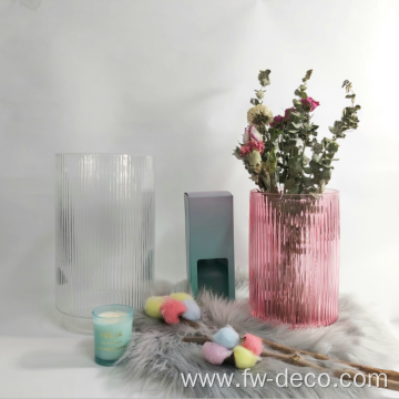 small ribbed flower glass vases for home decor